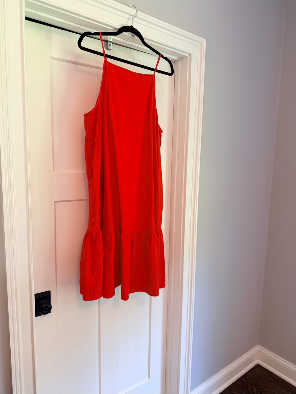 Bright Red Spaghetti-Strap Casual Dress